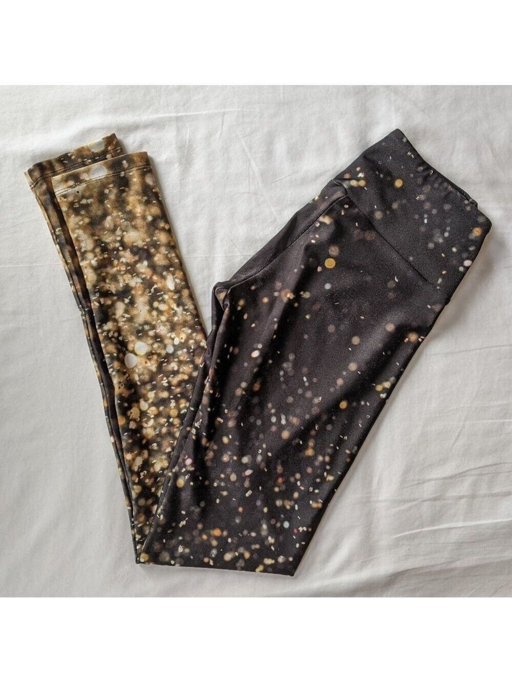 Women's Black Gold Speckled Leggings